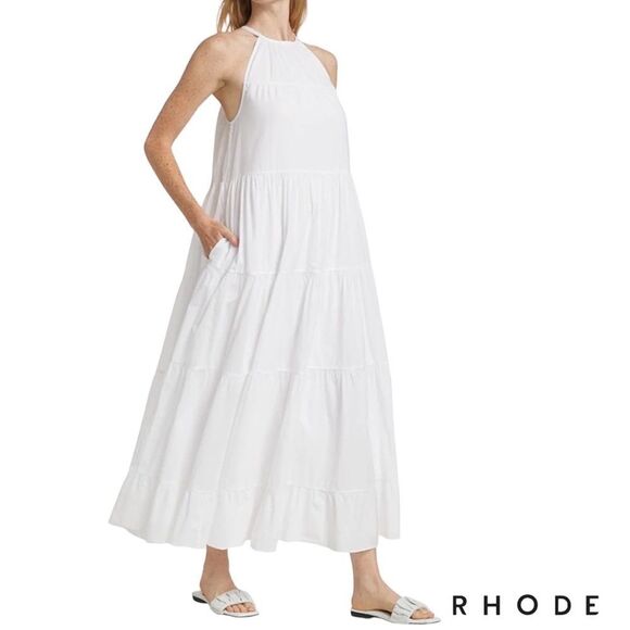 RHODE **NWT** Julia Tiered Maxi Dress in White - Picture 1 of 7